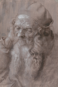 стариный анткварный рисунок графика Альбрехт Дюрер Портрет мужчины в возрасте 93 лет 1521