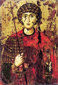 старинная русская икона Святой Георгий конец 11- 12 век