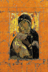 Фото: старинная икона Богоматерь Владимирская ХII век